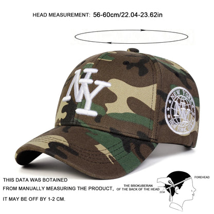 Unisex NY Embroidery Camouflage Baseball Caps Spring Autumn Outdoor Sports Cap