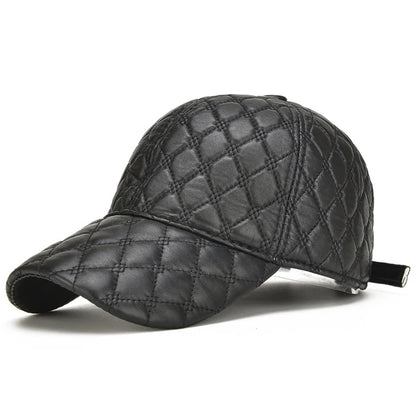 2025 Spring Genuine Sheepskin Leather Black Baseball Caps