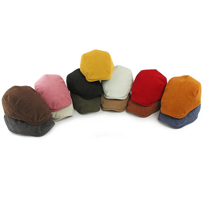 Artist Painter Beret Hats Male Female Flat Cap Adjustable Corduroy Beret Caps