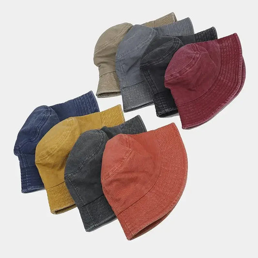 Kids Baby Washed Denim Cotton Bucket Hat Boy Girls Caps