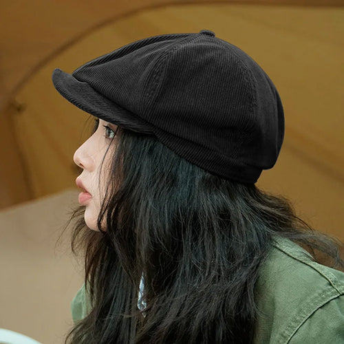 Japanese Street Corduroy Progressive Hat Women's Autumn Beret Painter Hat