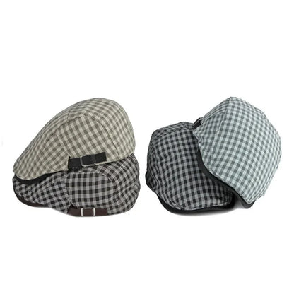 Spring And Summer Cotton Plaid Newsboy Caps