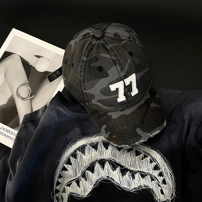 American Camouflage No. 77 Patch Letter Embroidered Baseball Cap