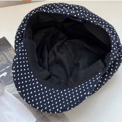 Korean Polka Dot Retro Women's Octagonal Newsboy Caps