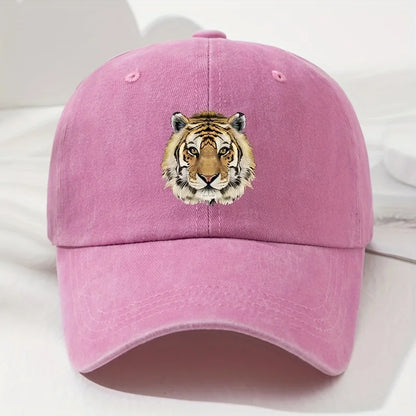 Tiger Print Soft Top Baseball Cap, Retro Adjustable