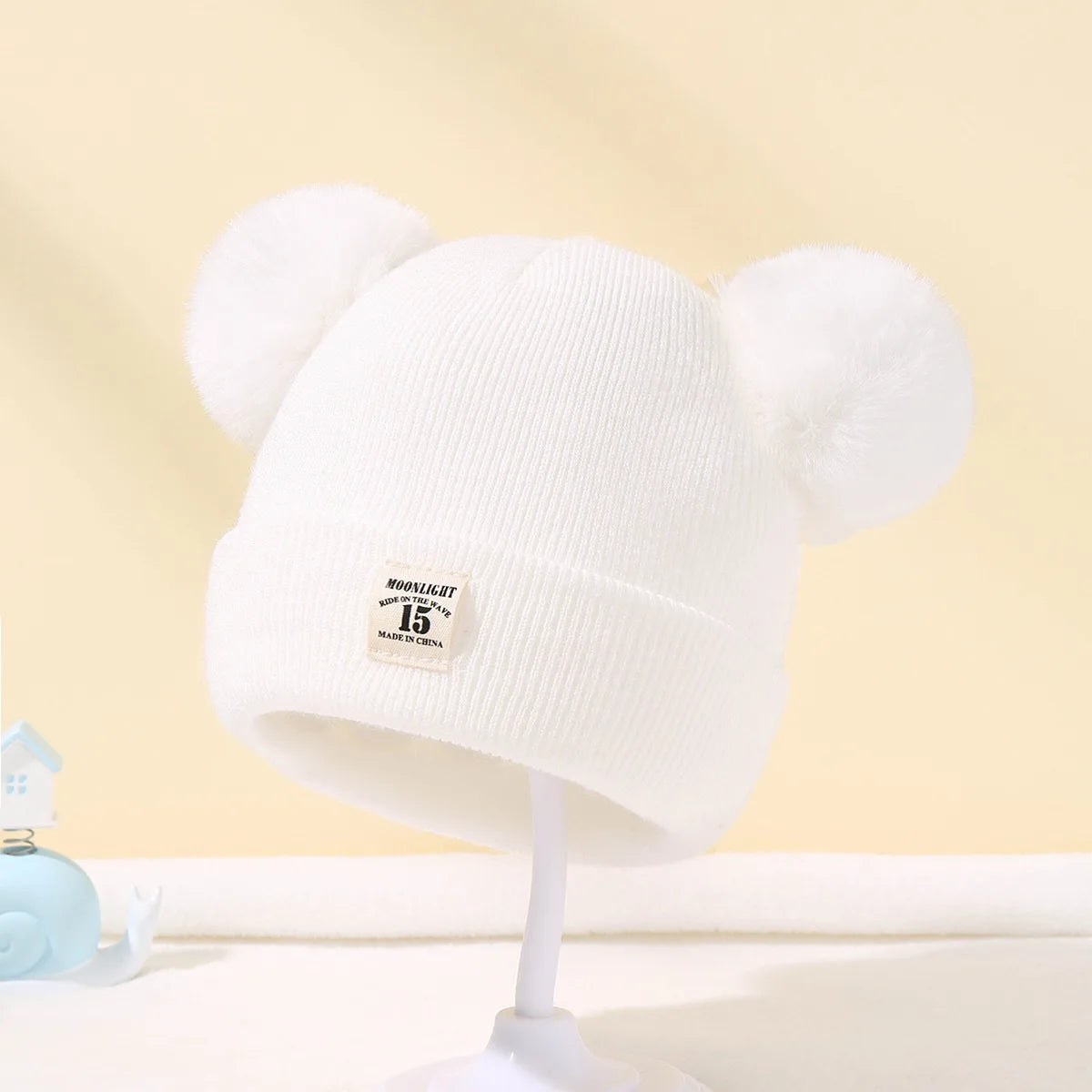Autumn Winter Baby Warm Knitted Hats With Pom Kids Knit Beanie Hat Solid Color Children Hat