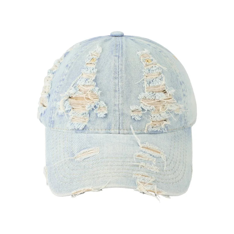 American Retro Washed Denim Distressed Baseball Cap
