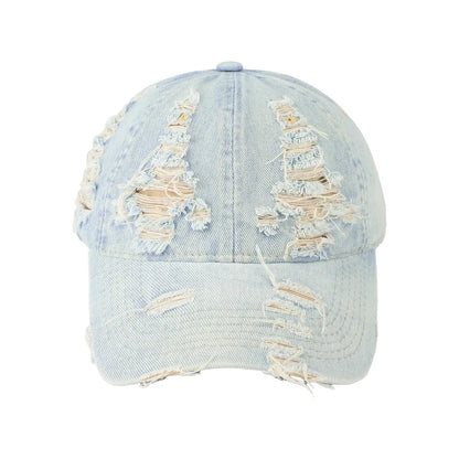 American Retro Washed Denim Distressed Baseball Cap