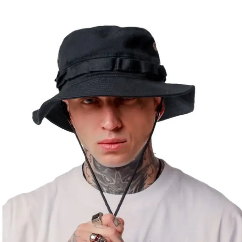 Summer Men Bucket Hat Outdoor UV Protection Wide Brim Panama