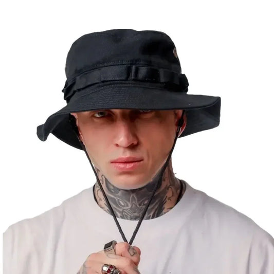 Summer Men Bucket Hat Outdoor UV Protection Wide Brim Panama