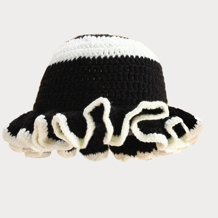 Solid Color Hand Knitted Knit Hat In Bohemian Style With Hollowed Out