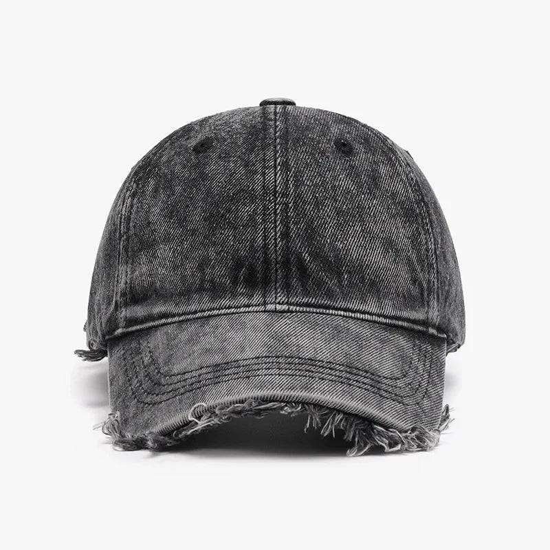 Women Men Baseball Cap Denim Cotton Faded Distressed Ripped Caps