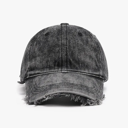 Women Men Baseball Cap Denim Cotton Faded Distressed Ripped Caps