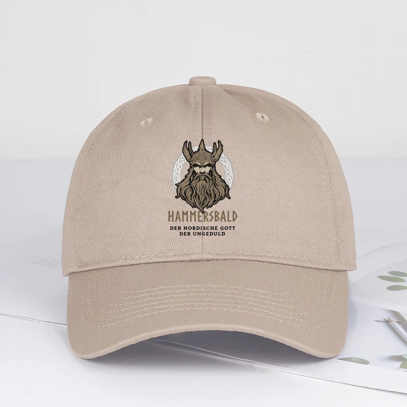 Hammers Bald Printed Baseball Cap Soft Comfortable Lightweight Breathable Adjustable Retro Viking Style