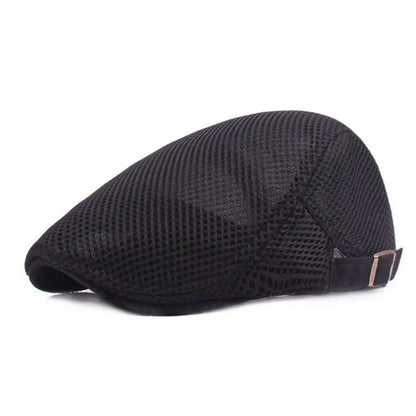 Summer Mesh Newsboy Style Peaked Cap Golf Hat Breathable Beret Hat