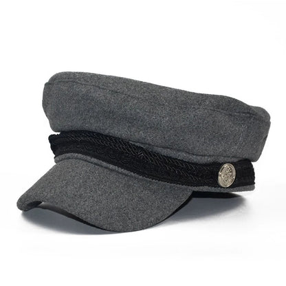 Fashion Women Men Spring Autumn Sailor Black Ladies Beret Top Captain Cap