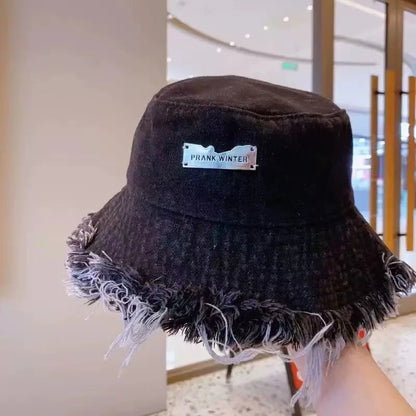 New Summer Washed Denim Blue Bucket Hat For Women