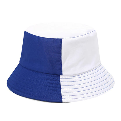Black White Patchwork Bucket Hat Street Style Daily Wear Flat Top