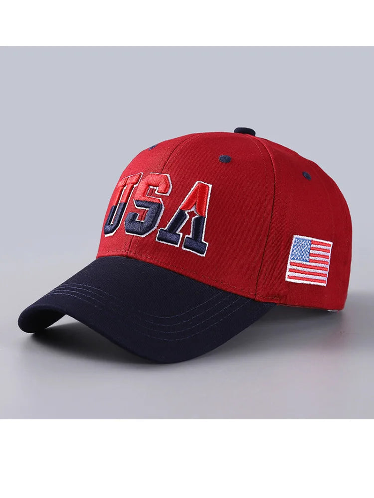 USA Embroidered Baseball Cap Washed Distressed Peaked Hats
