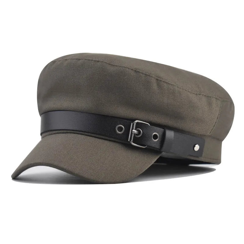 Belt Buckle Flat Top Duck Hat Fashion Trend Beret Artist Octagonal Cap