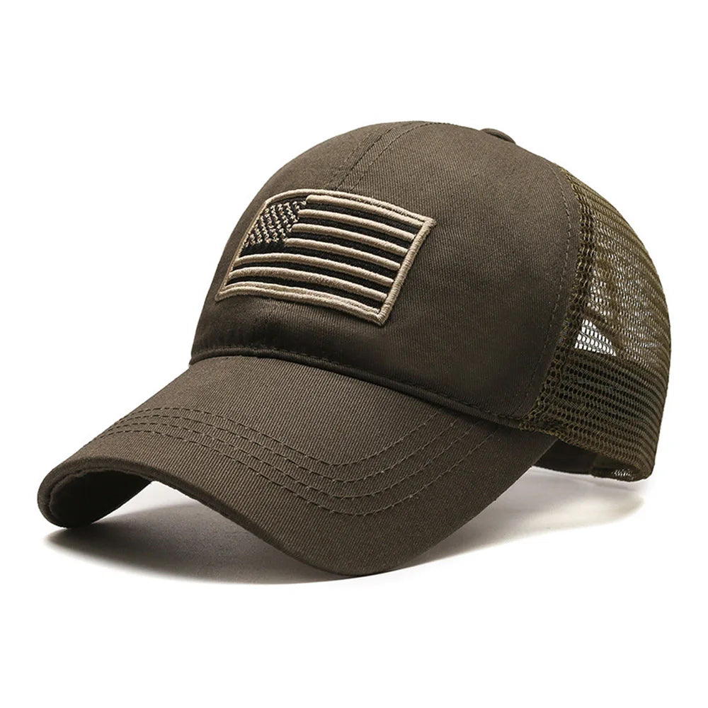 American Flag Embroidery Baseball Hat Adjustable UV Protect Duck Tongue Cap