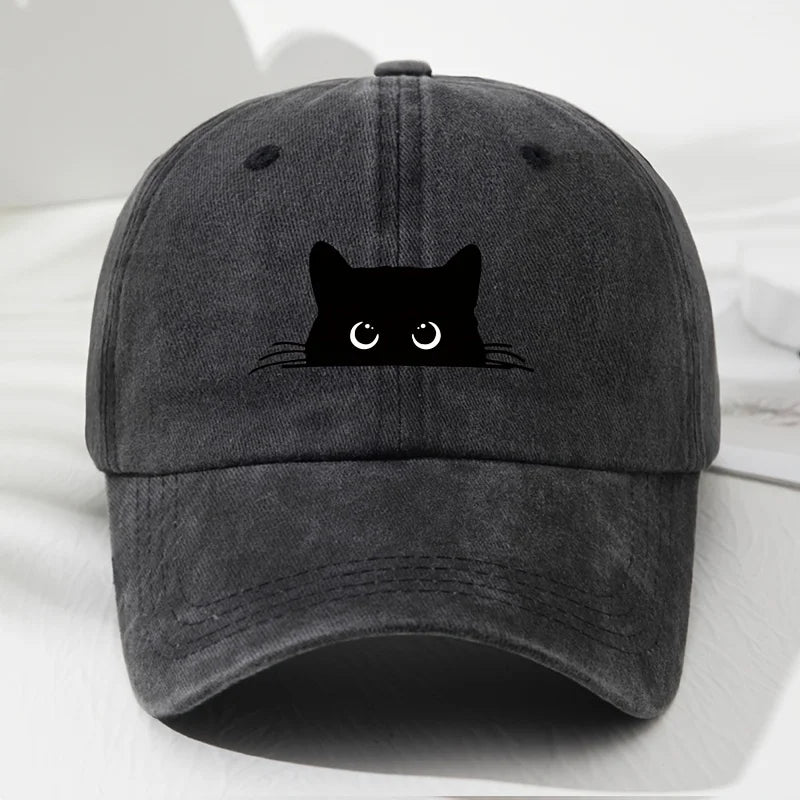 Black Cat Printed Baseball Cap Retro Men's and Women's