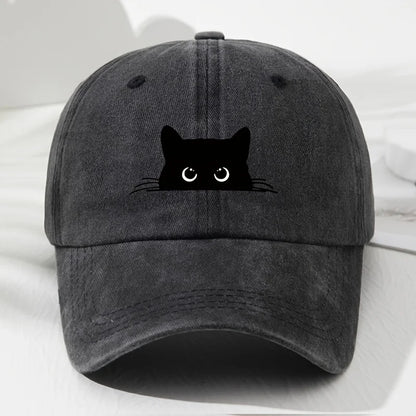 Black Cat Printed Baseball Cap Retro Men's and Women's