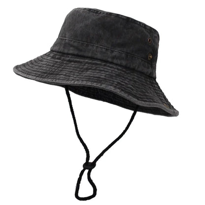 Wide Brim Bucket Hat For Men And Women Washed Solid Cotton