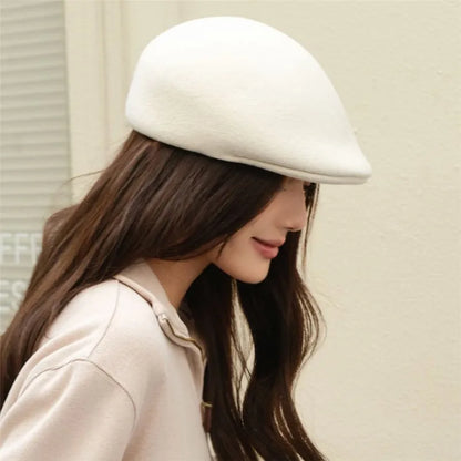 Thick Wool Felt Classic Forward Cap Women Leisure Visors Hat