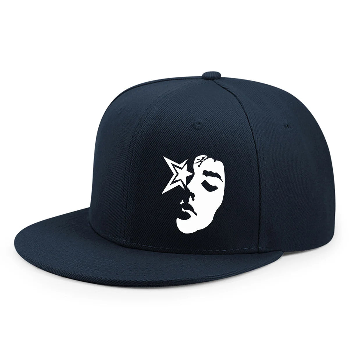 Fashion Face Pattern Printed Flat Brim Hat Hip Hop Y2k Snapback Hats