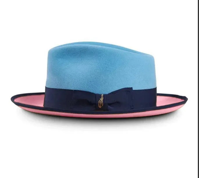 Men Women Wool Felt Fedora Hat Retro British Style Two Tone Jazz Cap