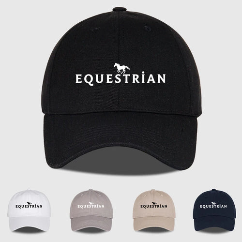 Equestrian Themed Horse Logo Print Soft Top Baseball Cap Soft Comfortable Breathable Adjustable Retro