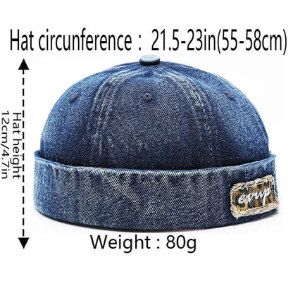 Denim Docker Hat Fashion Brimless Beanie Hat