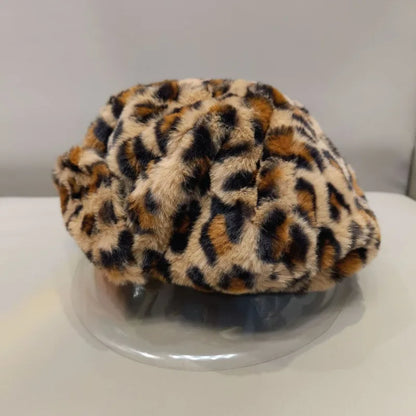 American Fashion Leopard Print Plush Berets Cap