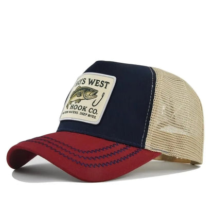 Fishing Embroidery Baseball Cap Embroidery Design Mesh
