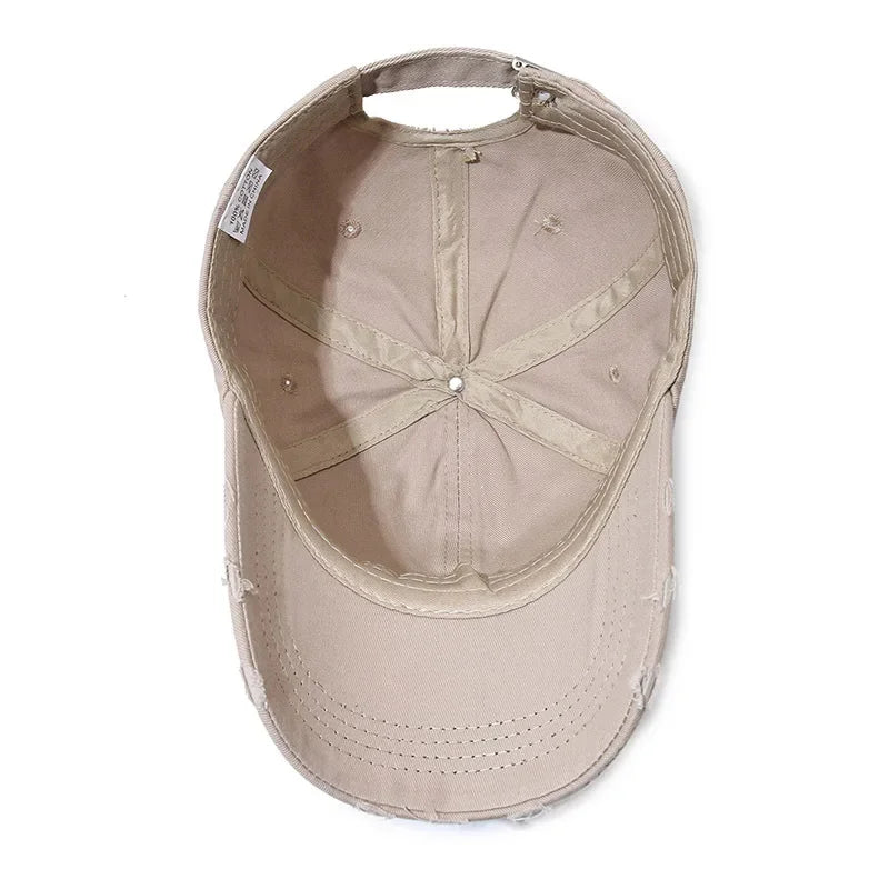 Unisex Distressed Letter Baseball Cap Spring Fall Outdoor