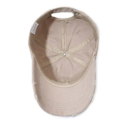 Unisex Distressed Letter Baseball Cap Spring Fall Outdoor