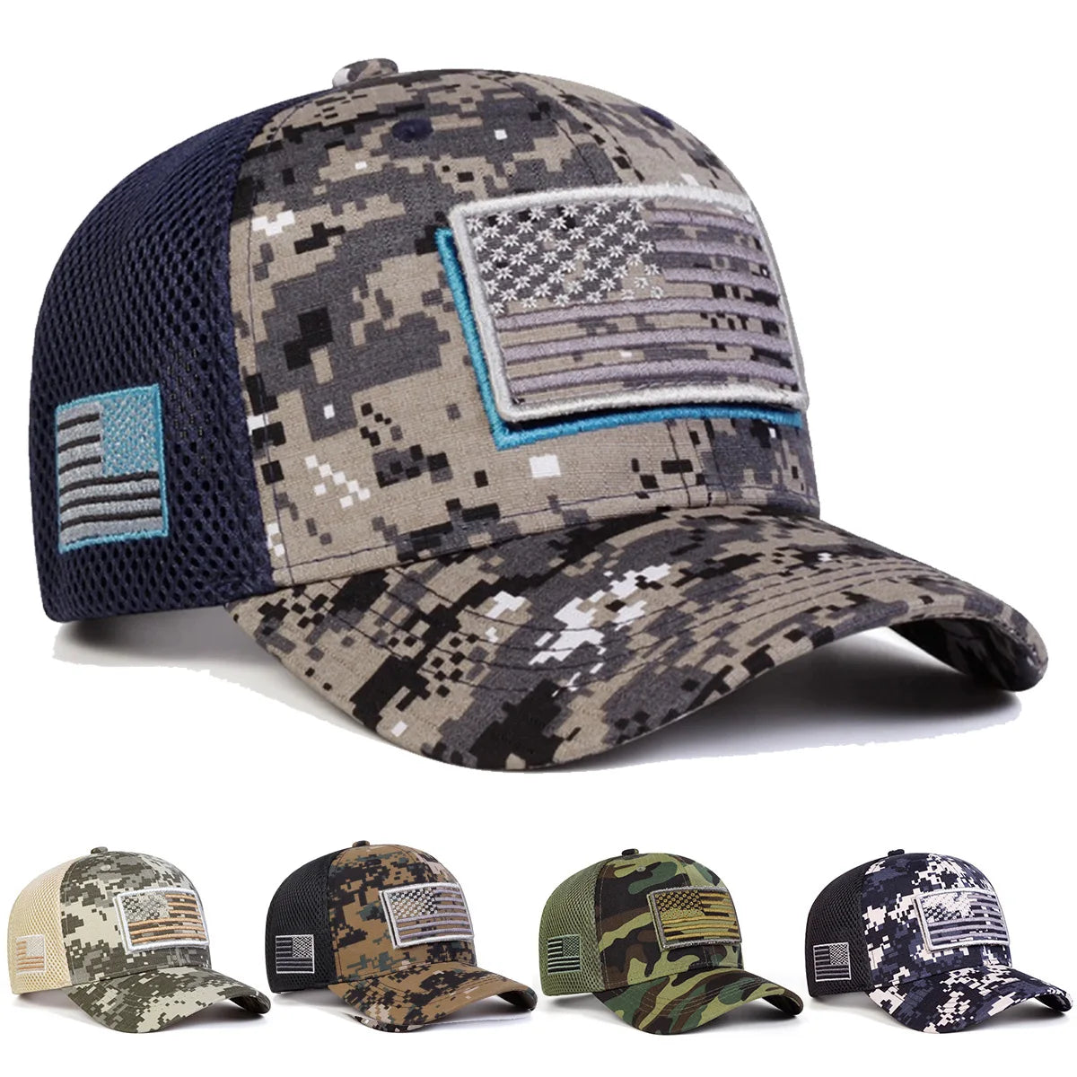 Unisex Personality Sticker Embroidery camouflage baseball caps