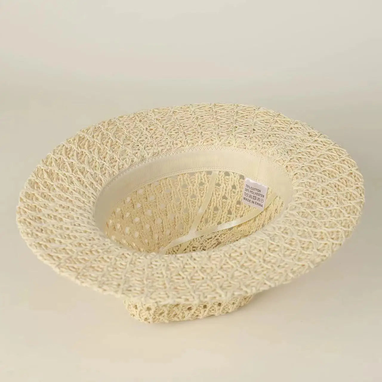 Japanese Simple Hollow Out Panama Straw Hat For Women Spring Summer