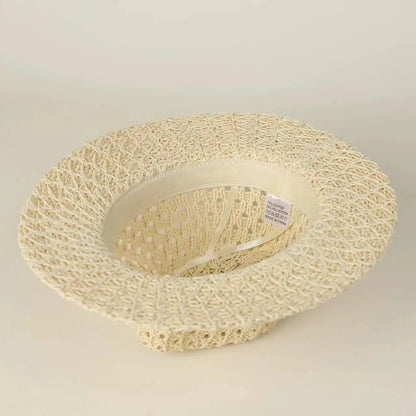 Japanese Simple Hollow Out Panama Straw Hat For Women Spring Summer