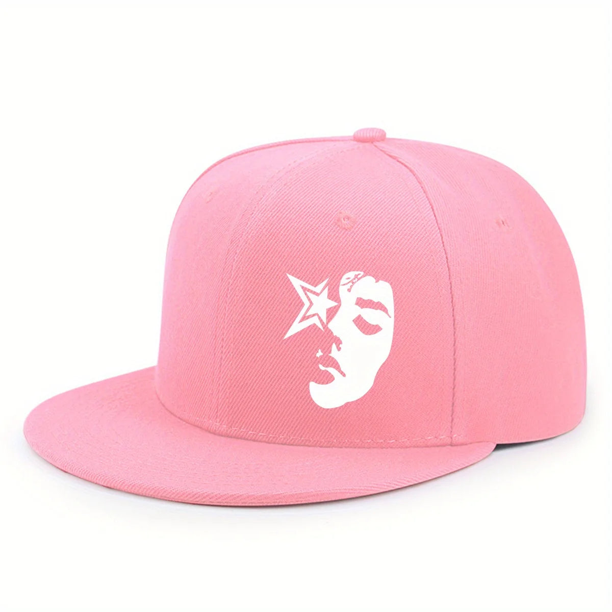 Fashion Face Pattern Printed Flat Brim Hat Hip Hop Y2k Snapback Hats