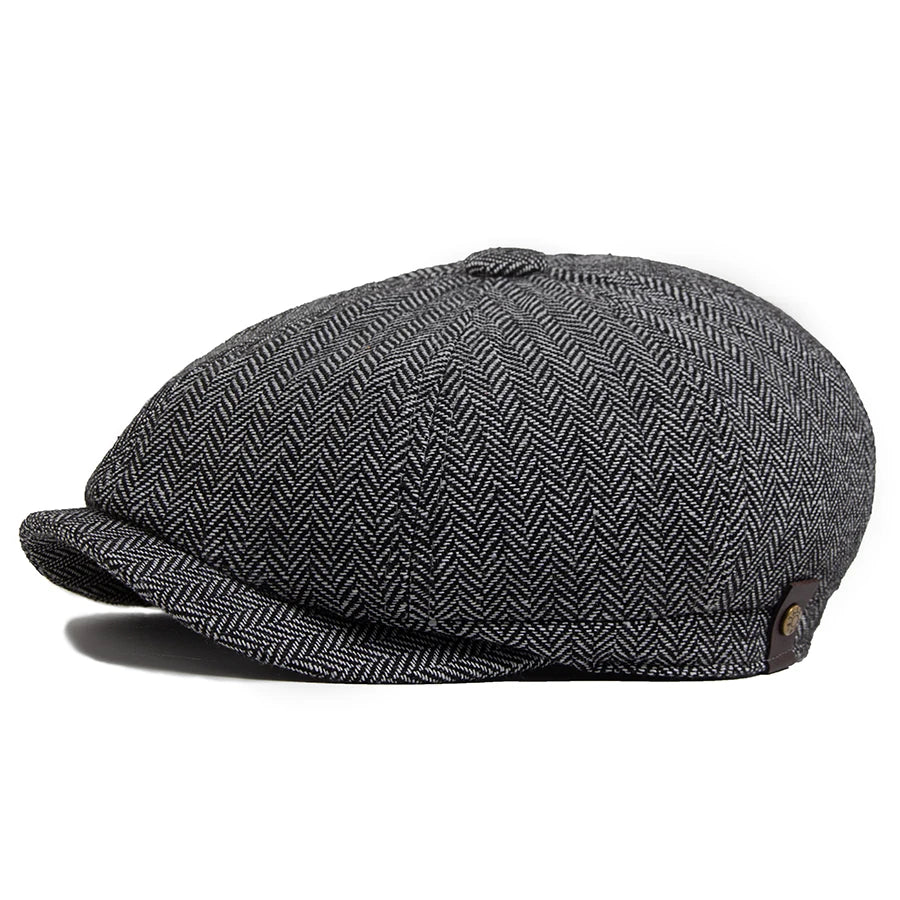 Herringbone Newsboy Caps Men Autumn Winter
