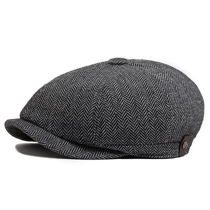 Herringbone Newsboy Caps Men Autumn Winter