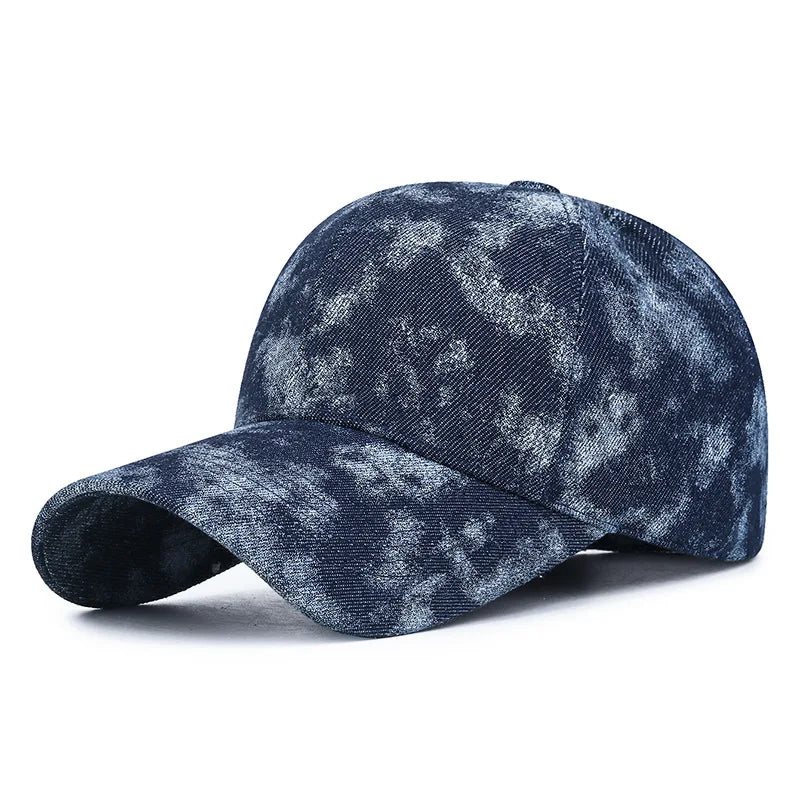 Korean Tie Dye Denim Baseball Cap, Men's And Women's