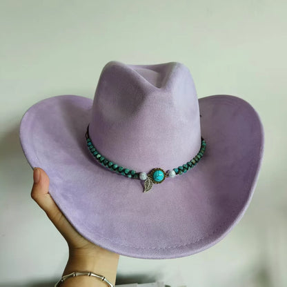 New Western Cowboy Hat Men Suede Hat Wide Brim Cowboy Hat Knight Hat