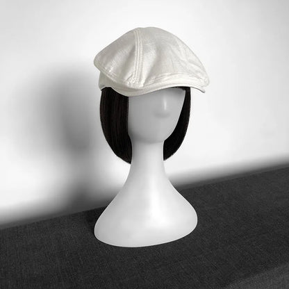 Spring Summer Linen Newsboy Cap New White Breathable Beret Men's Women's