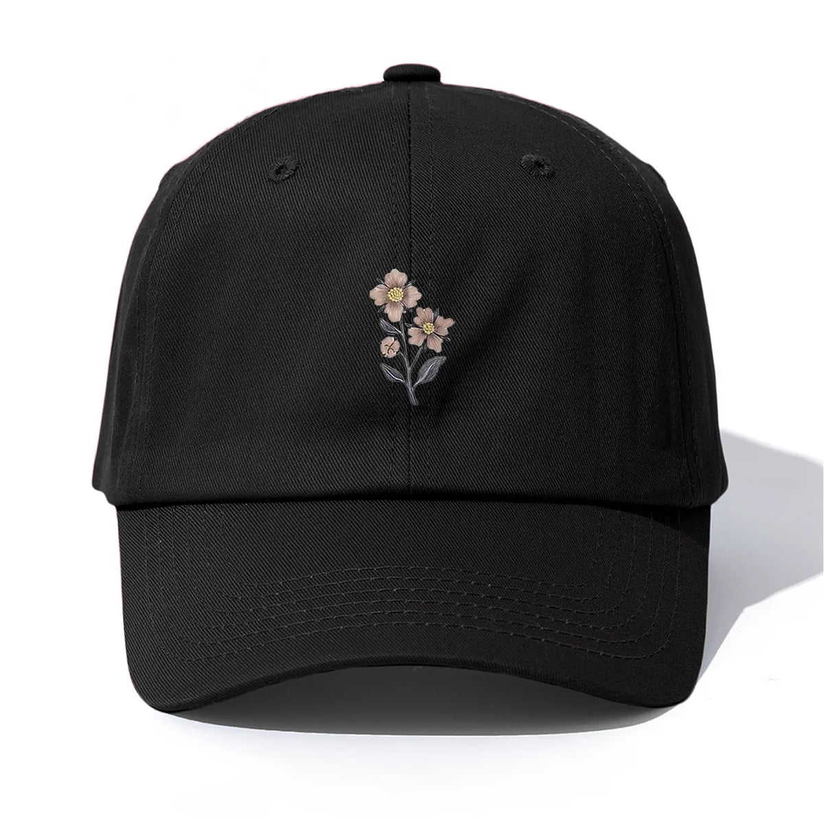 Flower Print  Baseball Cap For Adults Minimalist Retro Style Casual Soft Adjustable Dad Hat Perfect As Gift