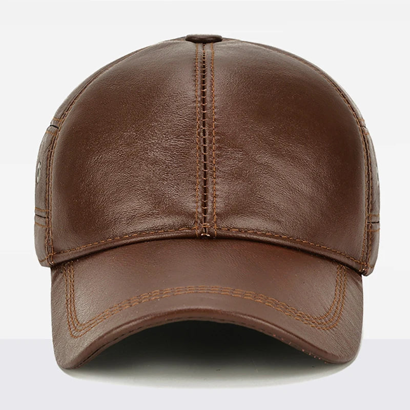 2026 New Style Men Cowhide Hat Winter Warm Outdoor
