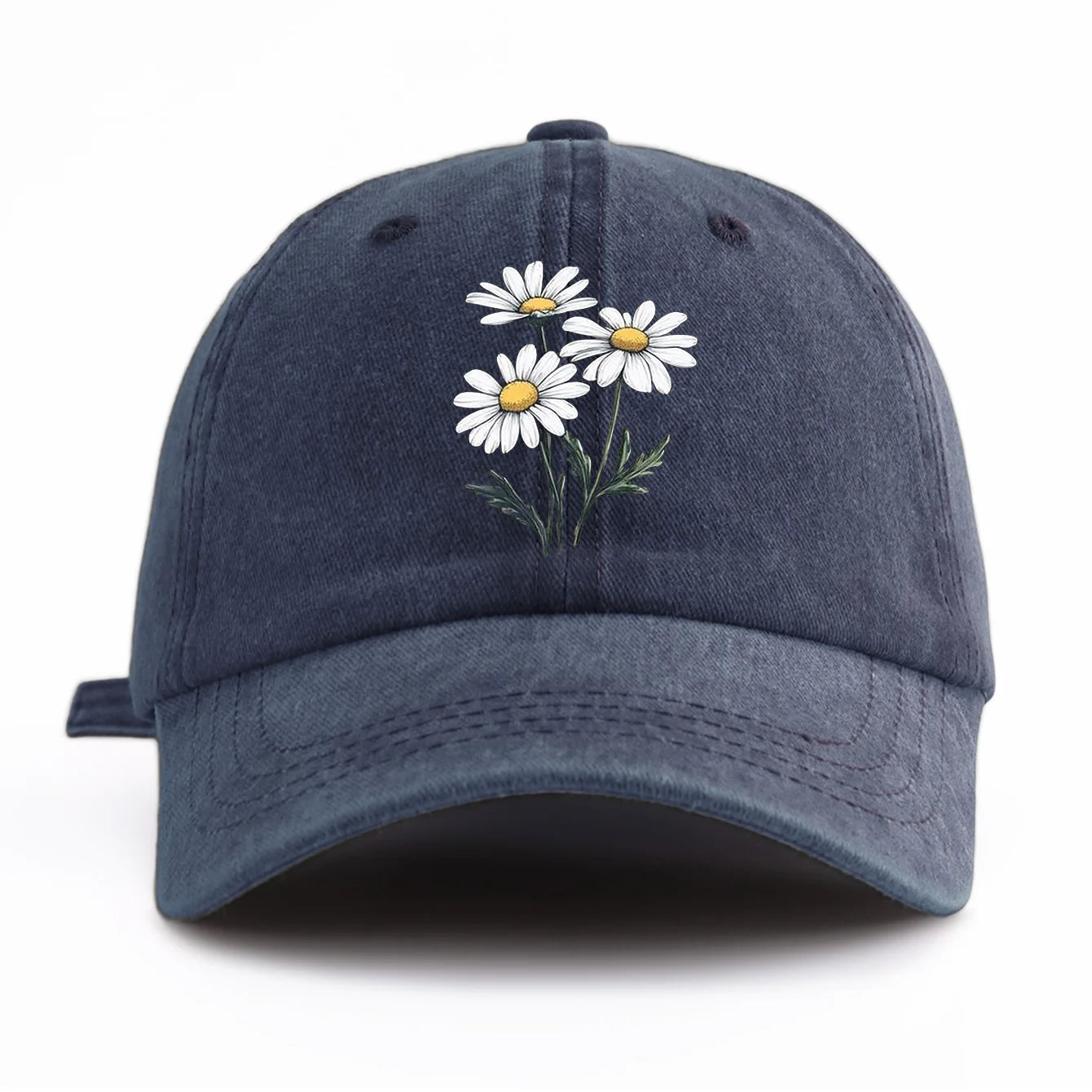 Flower Print Washed Baseball Cap For Adults, Minimalist Retro Style Casual Soft
