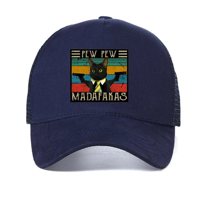 Funny Cat Pew Pew Madafakas Print Women Hat Summer
